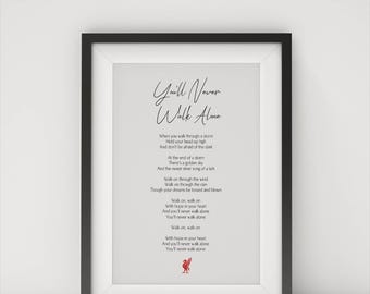 Liverpool YNWA Digitalt Tryck - Never Walk Alone Lyrics Väggdekoration