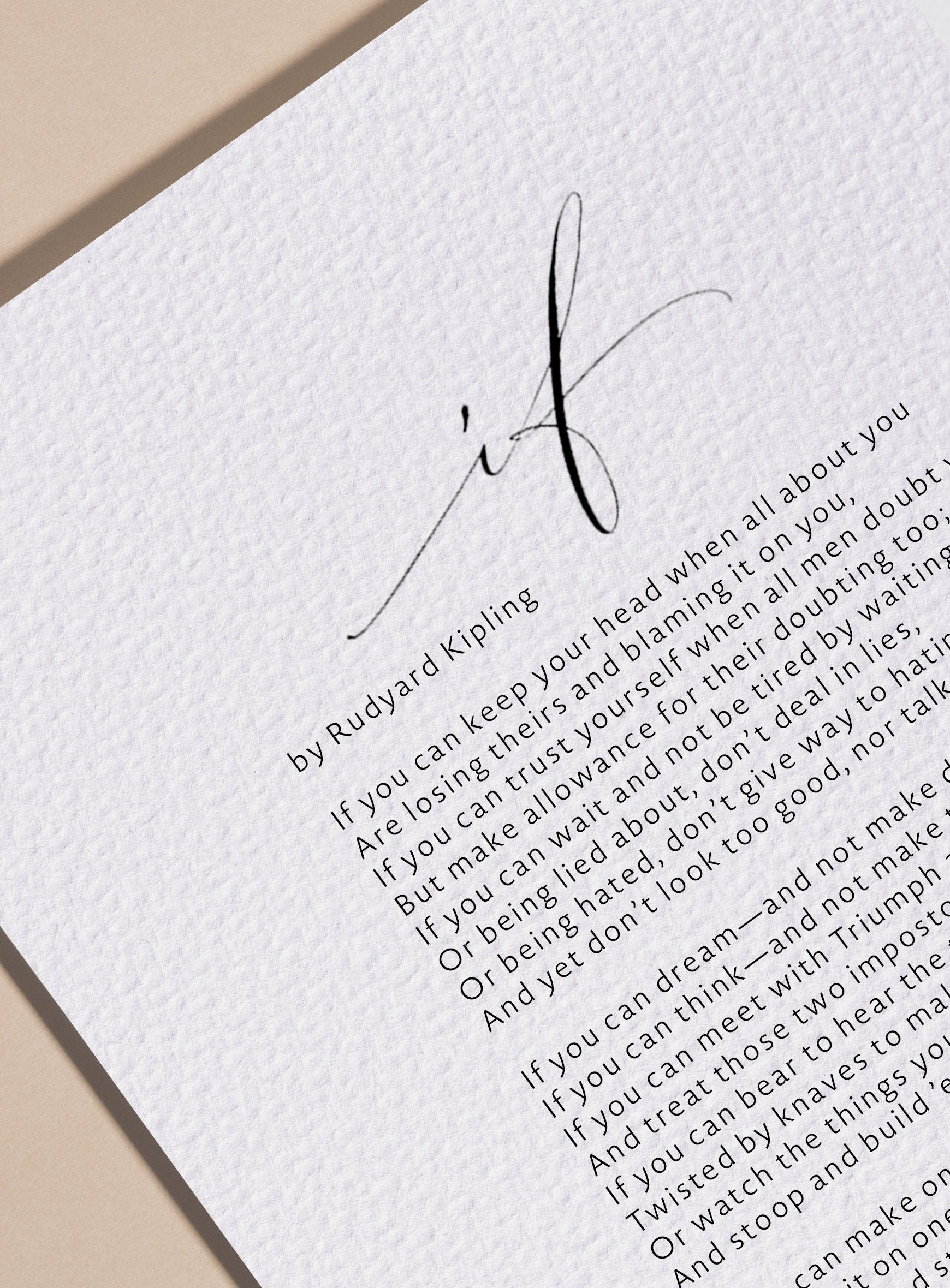 IF Printable Rudyard Kipling Poem Digital Print Etsy