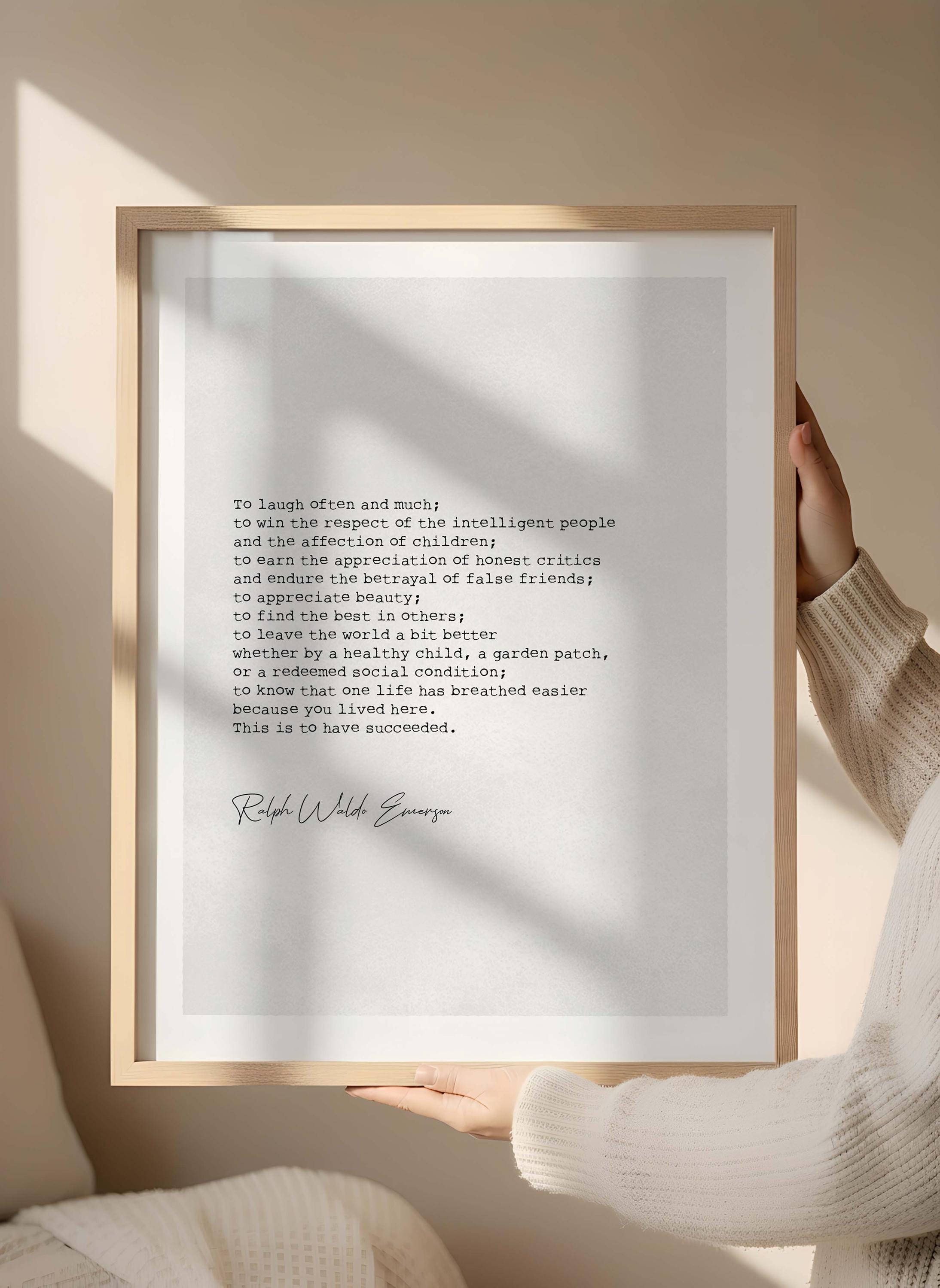 To Laugh Often and Much Quote Print, Ralph Waldo Emerson Wall Art ...