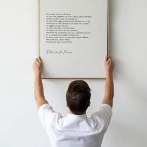 Impresión con cita de Ralph Waldo Emerson: Reír a menudo y amar mucho. Póster inspirador. Regalo digital. imagen 2