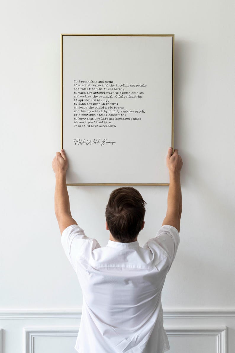 Impresión con cita de Ralph Waldo Emerson: Reír a menudo y amar mucho. Póster inspirador. Regalo digital. imagen 2