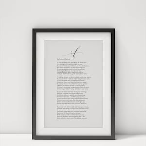 Rudyard Kipling IF Calligraphy Printable - Inspirational Poem Digital Art for Son - Unique Gift Idea