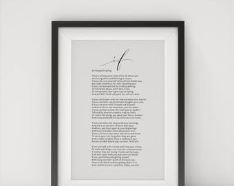 Rudyard Kipling IF Calligraphy Printable - Inspirational Poem Digital Art for Son - Unique Gift Idea