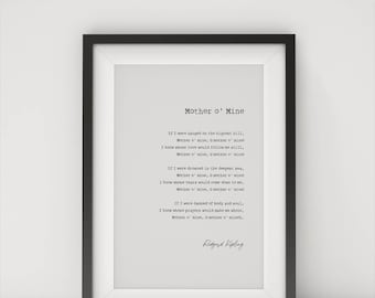Mother O Mine Poem Poster Digital Print Gift for Mum  Thoughtful Mothers Day Gift