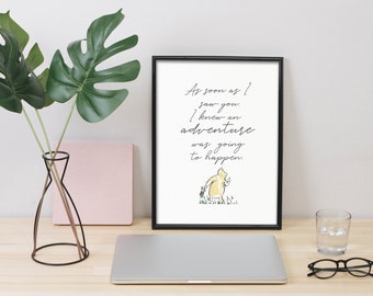 Winnie the Pooh Quote Nursery Printable - New Baby Gift, Gender Neutral Baby Gift, Neutral Baby Shower Gift - As soon as I saw AA Milne