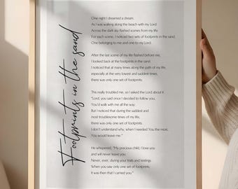 Footprints in the Sand Poem | Inspirational Faith Print | Christian Wall Art | Encouragement Gift