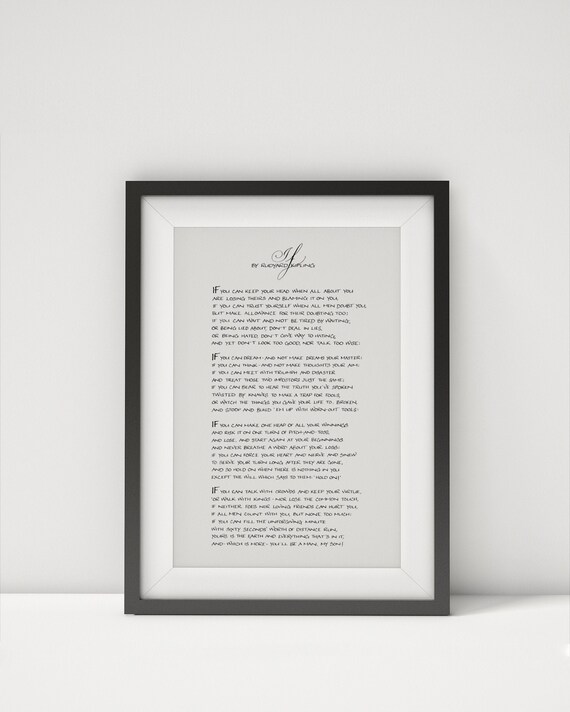 IF by Rudyard Kipling Calligraphy Printable Kipling Poem | Etsy