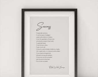 Success Print, Graduation gift, Quote by Ralph Waldo Emerson, Digital print, positivity quote, motivational print, What is success