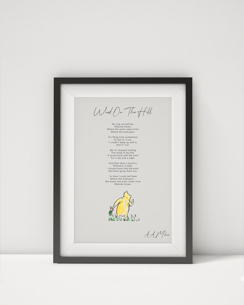 Wind on the Hill by AA Milne Digital Print, Winnie