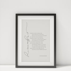 Remember Me Poem Printable by Christina Rossetti - Bereavement Gifts ...