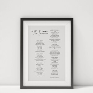 The Invitation Poem by Oriah Mountain Dreamer  Printable Digital Art Typography Print