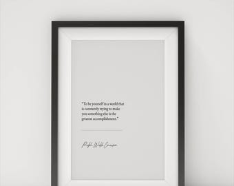 Ralph Waldo Emerson Quote Art Print  Be Yourself Wall Decor  Digital Inspirational Poster