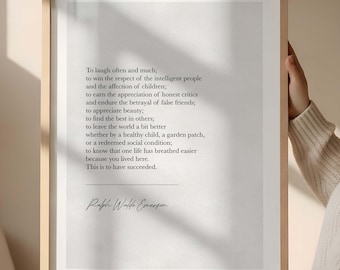 Vaak en veel lachen citaat print, Ralph Waldo Emerson kunst aan de muur, dit is geslaagd poster, inspirerend citaat, afstudeercadeau
