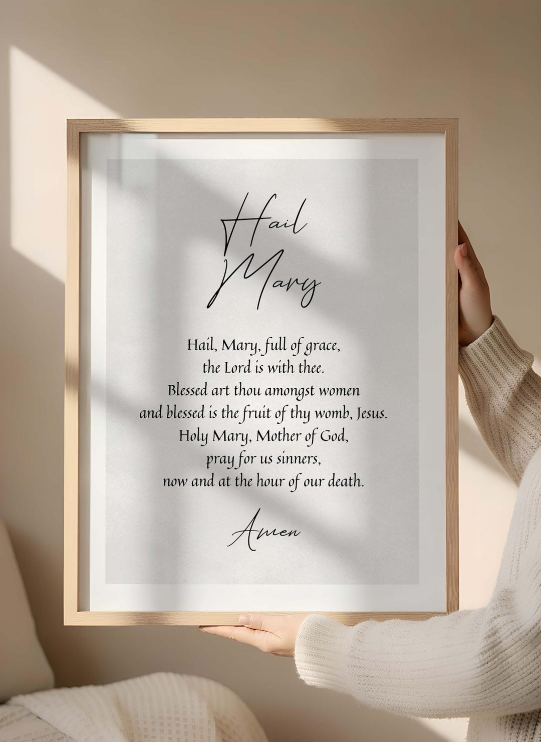 Hail Mary Prayer Print | Catholic Wall Art Poster | Christian Prayer ...