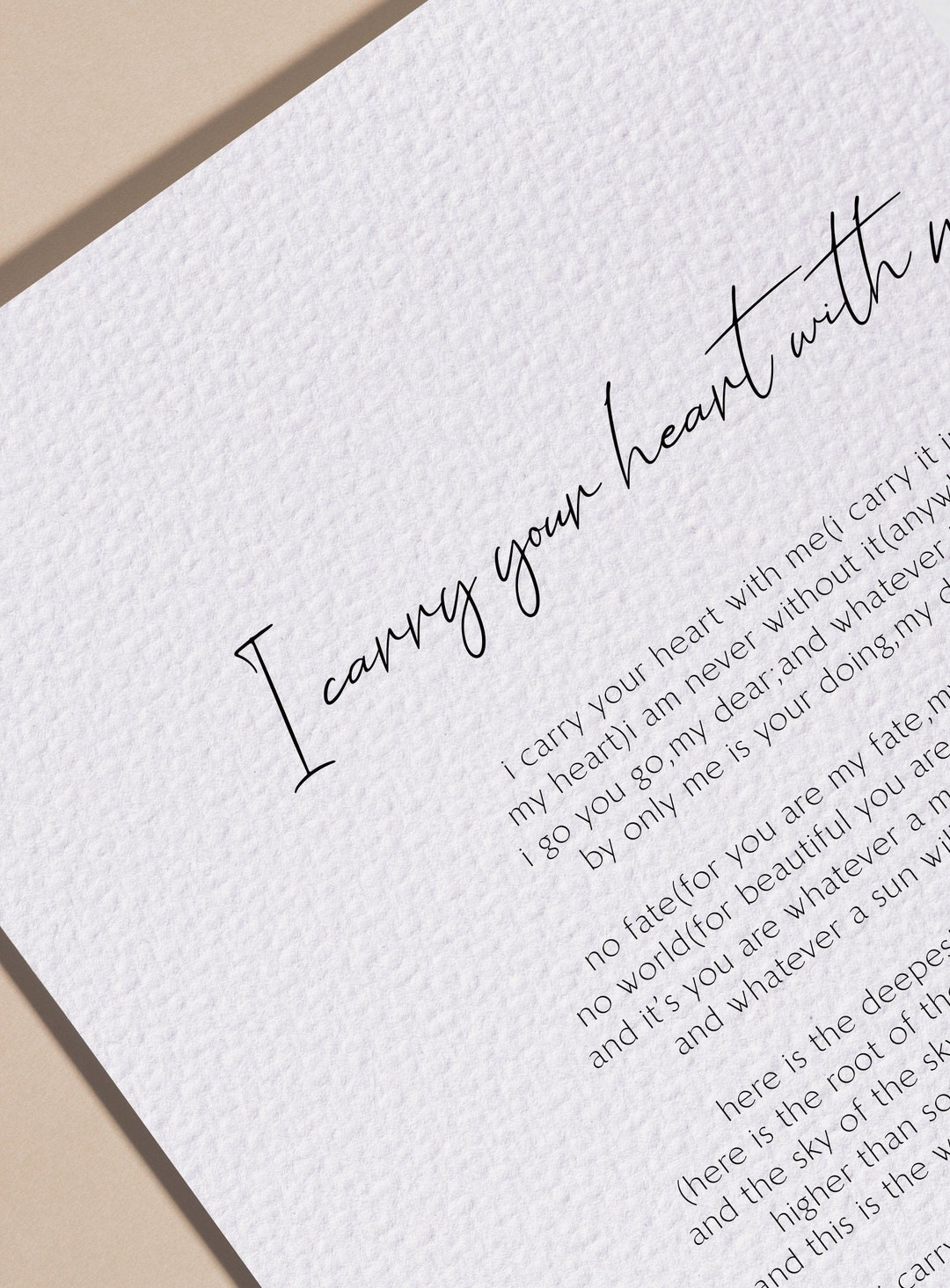 I Carry Your Heart Printable, I Carry Your Heart With Me E.E. Cummings Love Poem Digital Print