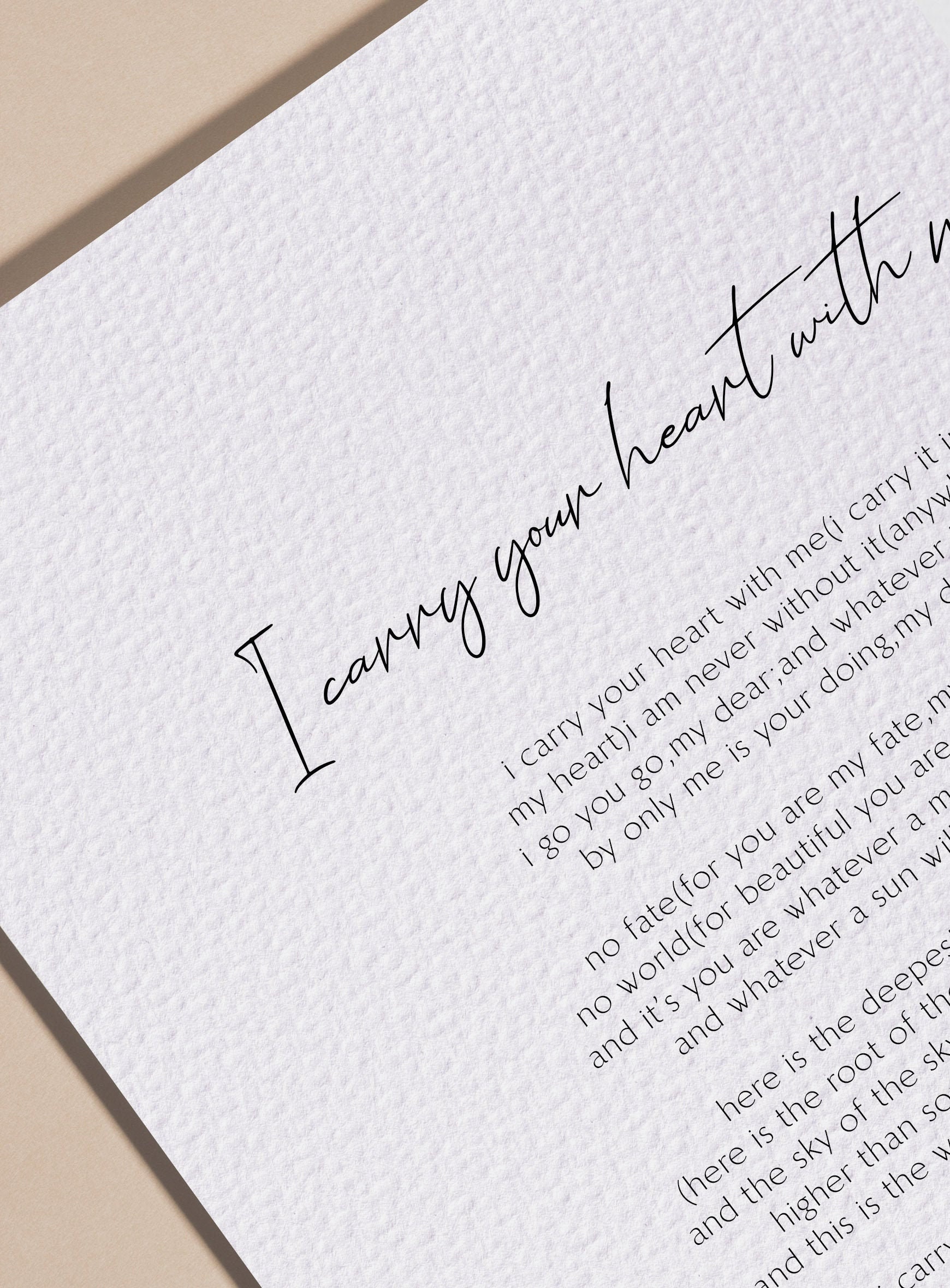 I Carry Your Heart Printable, I Carry Your Heart With Me E.E. Cummings Love Poem Digital Print