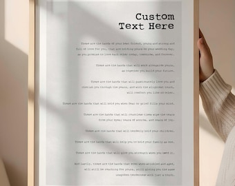 Custom Framed Poster Print, Personalised Poem, Wedding Speech, Song Lyrics, Reading