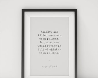 Póster imprimible con cita de Winston Churchill sobre whisky: regalo de decoración para el hogar con impresión digital para hombres