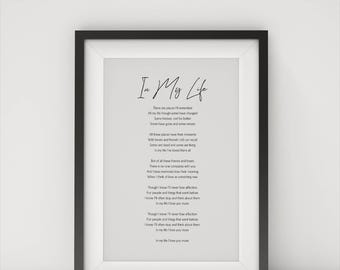 In My Life Lyrics Printable Poster - The Beatles Digital Art - Perfect Gift