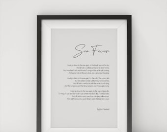 Digital Sea Fever Poem by John Masefield  Inspiring Adventure  Freedom Gift for Teens