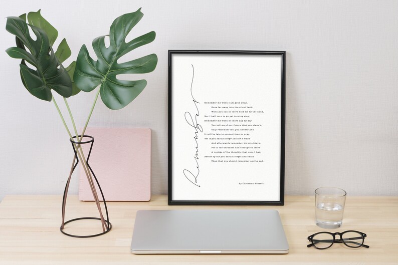 Remember Me Poem Printable by Christina Rossetti - Bereavement Gifts ...