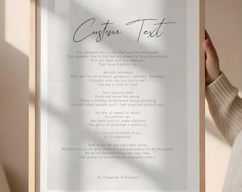 Custom Text Wall Art Framed Poster Print, Personalised Poem, Wedding Speech, Song Lyrics, Reading, Anniversary, Wedding Vows, Love Letter