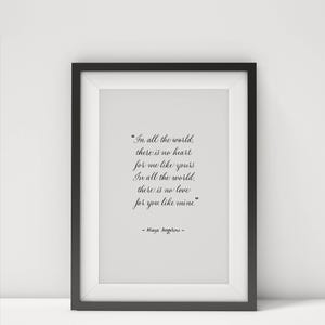 Maya Angelou Quote Print Cotton Anniversary Gift Calligraphy Art Print for 2nd Anniversary