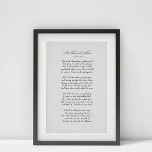 The Road Not Taken Druck von Robert Frost - Digitales Gedicht Poster Kunstwerk