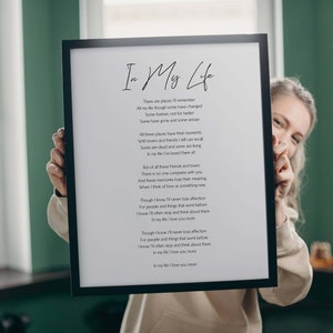 In My Life Lyrics von The Beatles Printable - In my life song - The Beatles - In My Life Poster - In My Life Lyrics Digital Print Poster