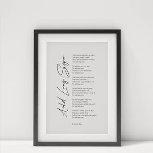 Impresión digital de la letra de Auld Lang Syne, póster del poema de Robert Burns, arte de canción vintage