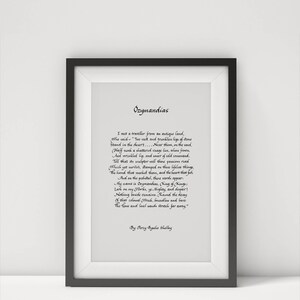 Ozymandias Poem Printable  Percy Bysshe Shelley Calligraphy Art