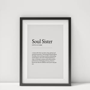 Best Friend Definition Print  Soul Sister Poster  Thoughtful Gift for Sisters