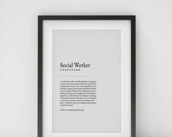 Social Worker Gift, Definition Digital Print for Social Work, Gift for Social Worker, Social Worker Gifts, Social Worker Graduation