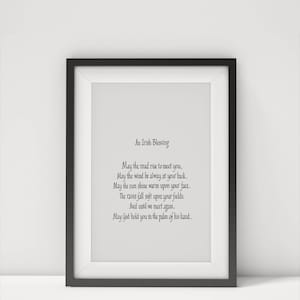 Irish Blessing Calligraphy Print - Religious Home Decor - Inspirational Prayer Poster