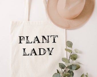 Plant Lady, Plant Lover, Gardener Tote, Vegetarian Tote, Plant Tote, Gardening Tote, Tote Bag with Print, Succulents Tote, Plant Lover Gift