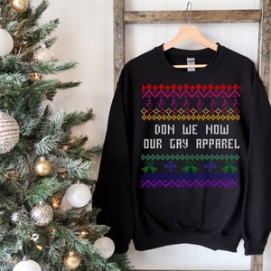 Rainbow Christmas Sweater, Don We Now Our Gay Apparel, Ugly Christmas Sweater, Holiday Sweater, Pride Sweatshirt, Holiday Party Sweater