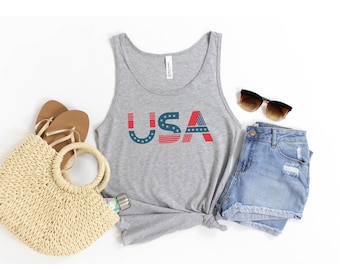 USA Tank Top: Red, White, and Blue - Unisex Patriotic Shirt