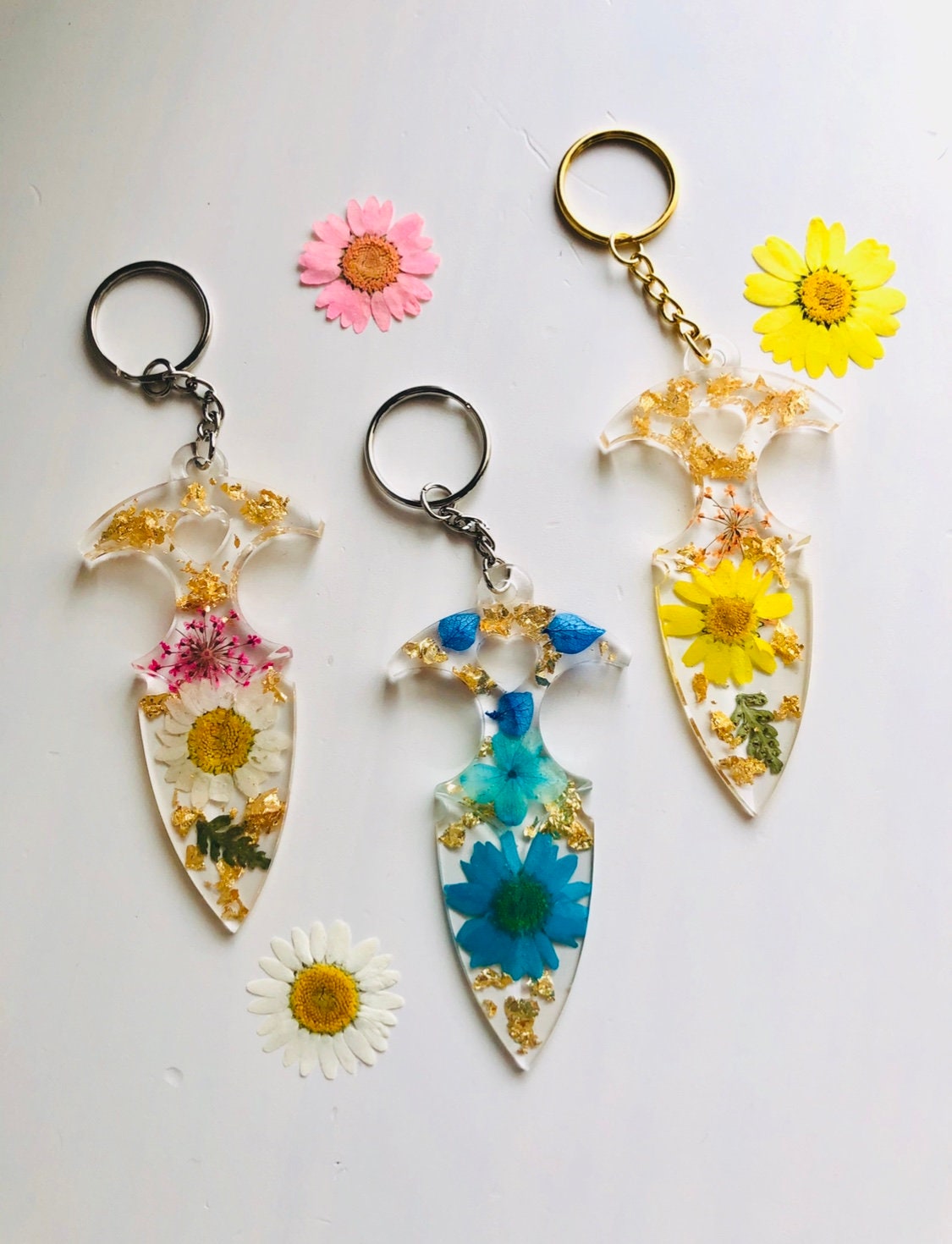 Keychains choose any color flowers cute keychain floral Etsy