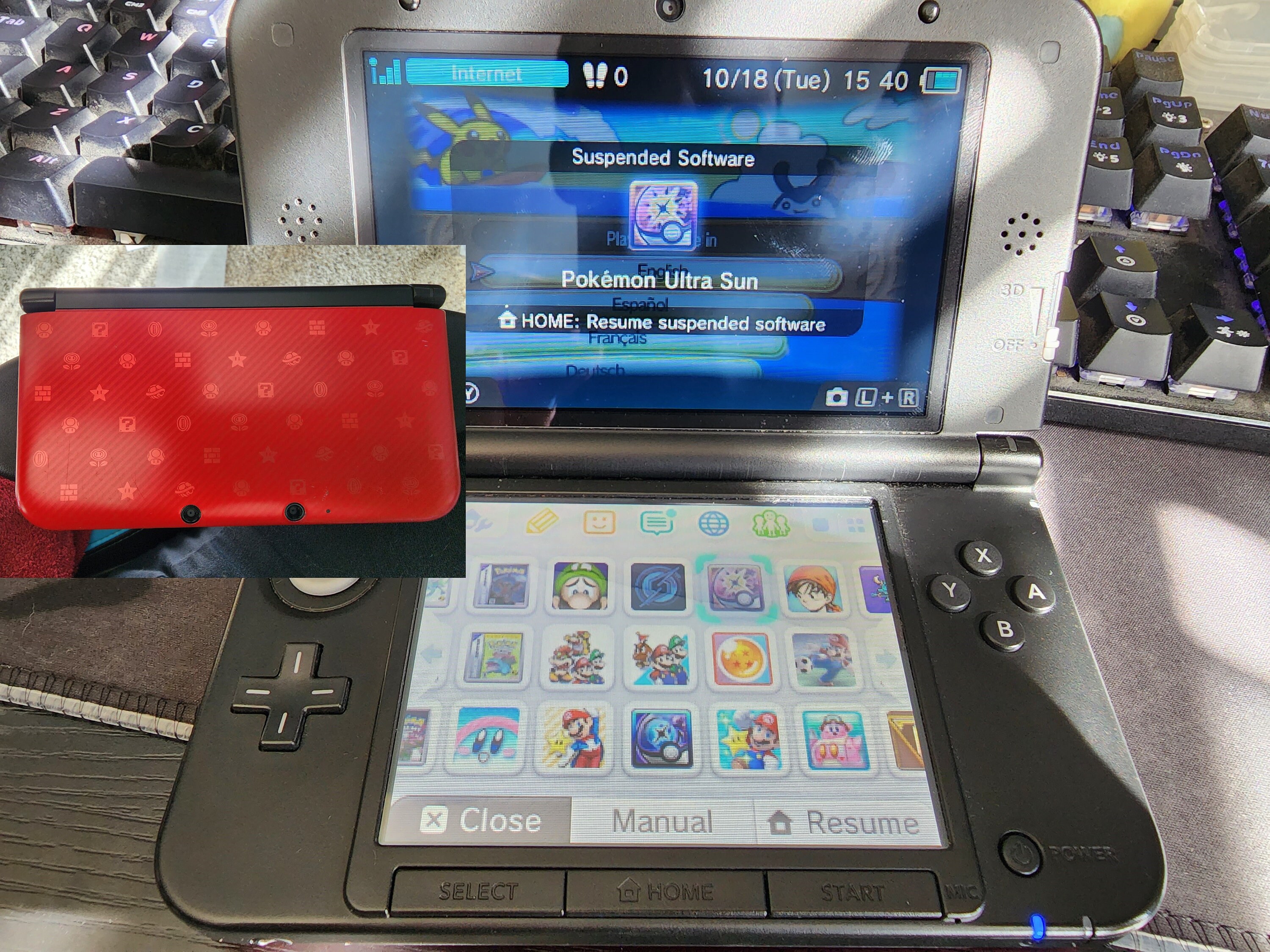 Modded Mario Edition 3DS XL - 28 Pokémon Games From Red/blue