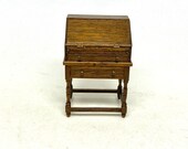 Wonderful Vintage Jeanne Chapman Signed Dollhouse Drop Front Desk, 1 12 scale