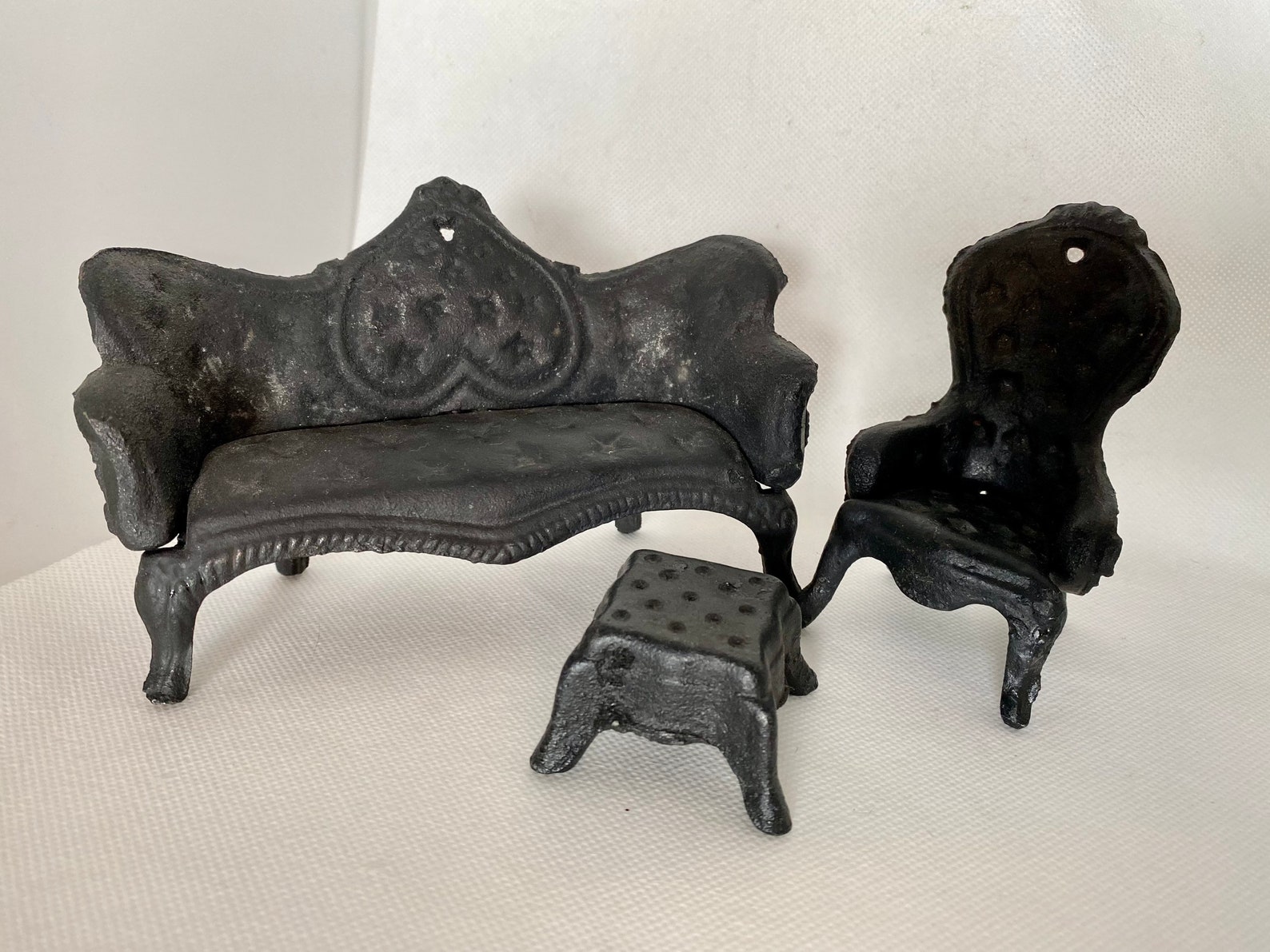 Creepy Cast Iron Dollhouse Settee Chair and Ottoman 112 Etsy
