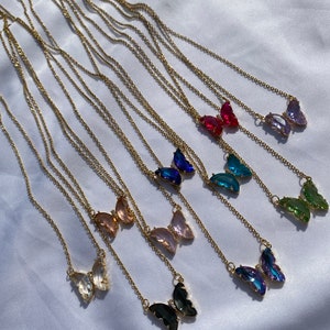 Golden butterfly chain crystal butterfly mariposa stainless steel