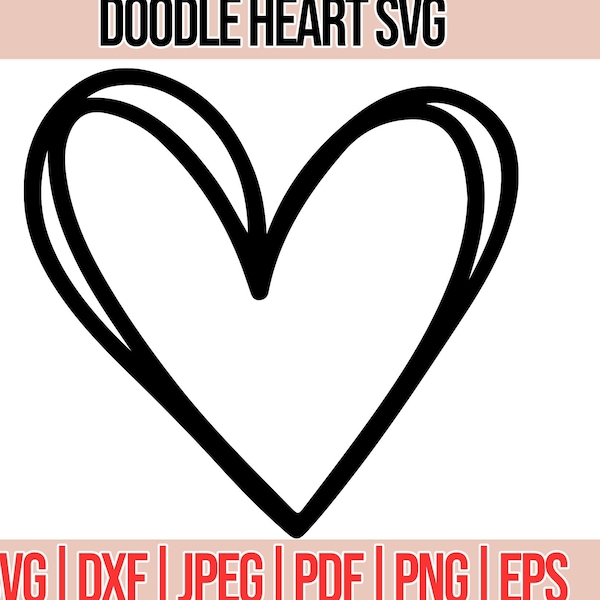 Doodle Heart Svg, Hand drawn heart svg, Svg, png, dxf for shirts,Valentine Day Svg,  Heart Svg, Cricut Svg