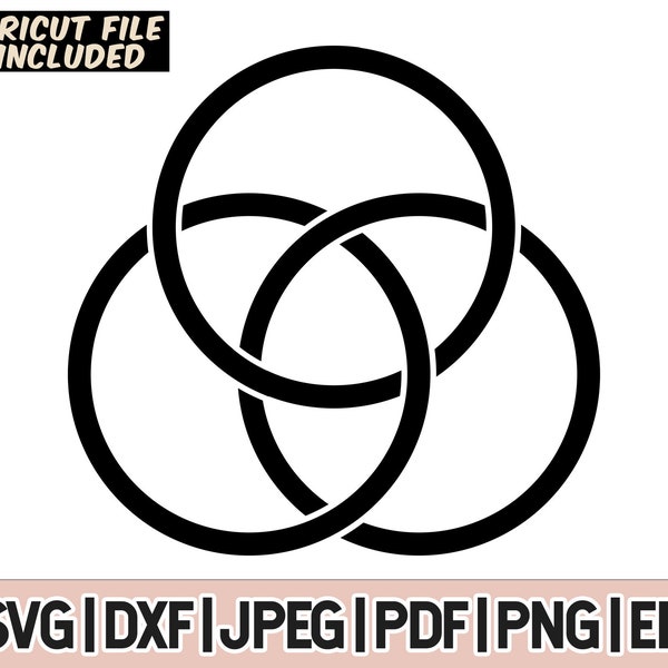 Trinity Circles Svg And Png, Three Trinity Circles Svg Commercial Use, Three Circle Rings