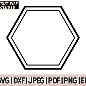 Zeshoek dubbel frame Svg en Png, zeshoek Monogram Vector-bestanden, zeshoek basisvormen SVG-bestanden, zeshoek Frame Clipart, gesneden bestanden