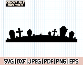 Graveyard SVG, Cemetery SVG, Halloween PNG, Halloween Graveyard svg, Spooky Graveyard