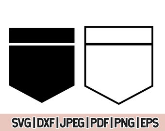 Shirt Pocket SVG, Shirt Pocket Clipart Set, Pocket Graphic Cut File For Cricut , Pocket Outline SVG, Png, Dxf