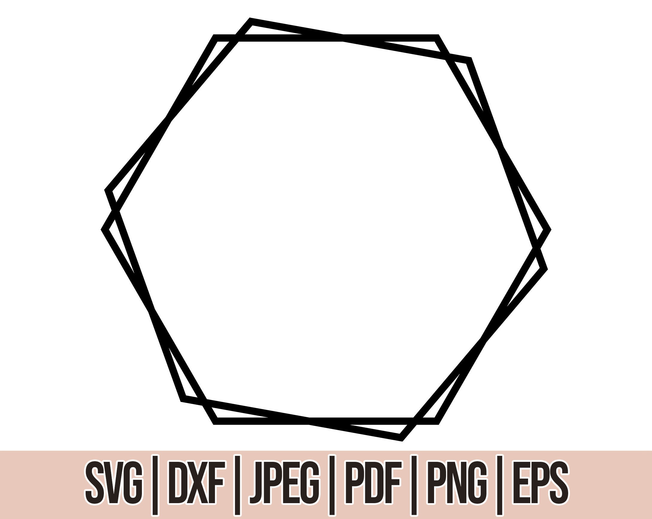 Hexagon Frame Svg Double Hexagon Frame SVG Etsy