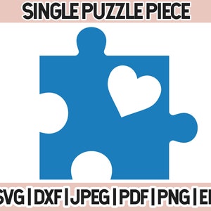 Single Puzzle Piece With Heart Svg, Autism Puzzle Piece Svg, blue puzzle piece svg