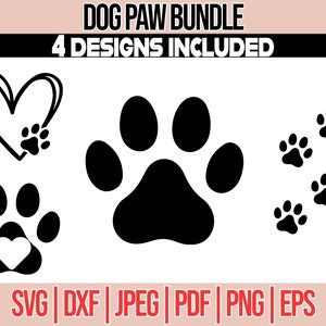 Paquete de impresión de patas svg, patas de perro svg, patas de gato png, patas de animales dxf, silueta de huellas de animales, imágenes prediseñadas de impresión de patas, cricut, cameo, vector de patas